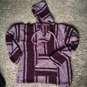 Maroon Drug Rug Poncho Hoodie